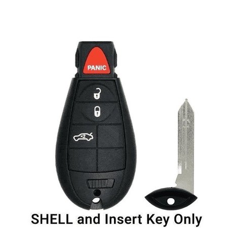 KEYLESS FACTORY KeylessFactory:  Chrysler Dodge Jeep / 4-Button Fobik Key SHELL / Trunk ORS-FBK-02